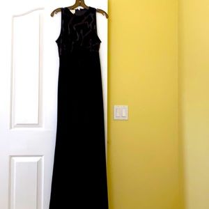 Black velvet evening dress